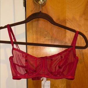 Free People Red Sheer Bralette